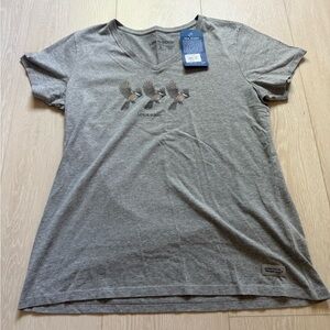 [Life Is Good] Chickadee Graphic Gray Short Sleeve Tee
